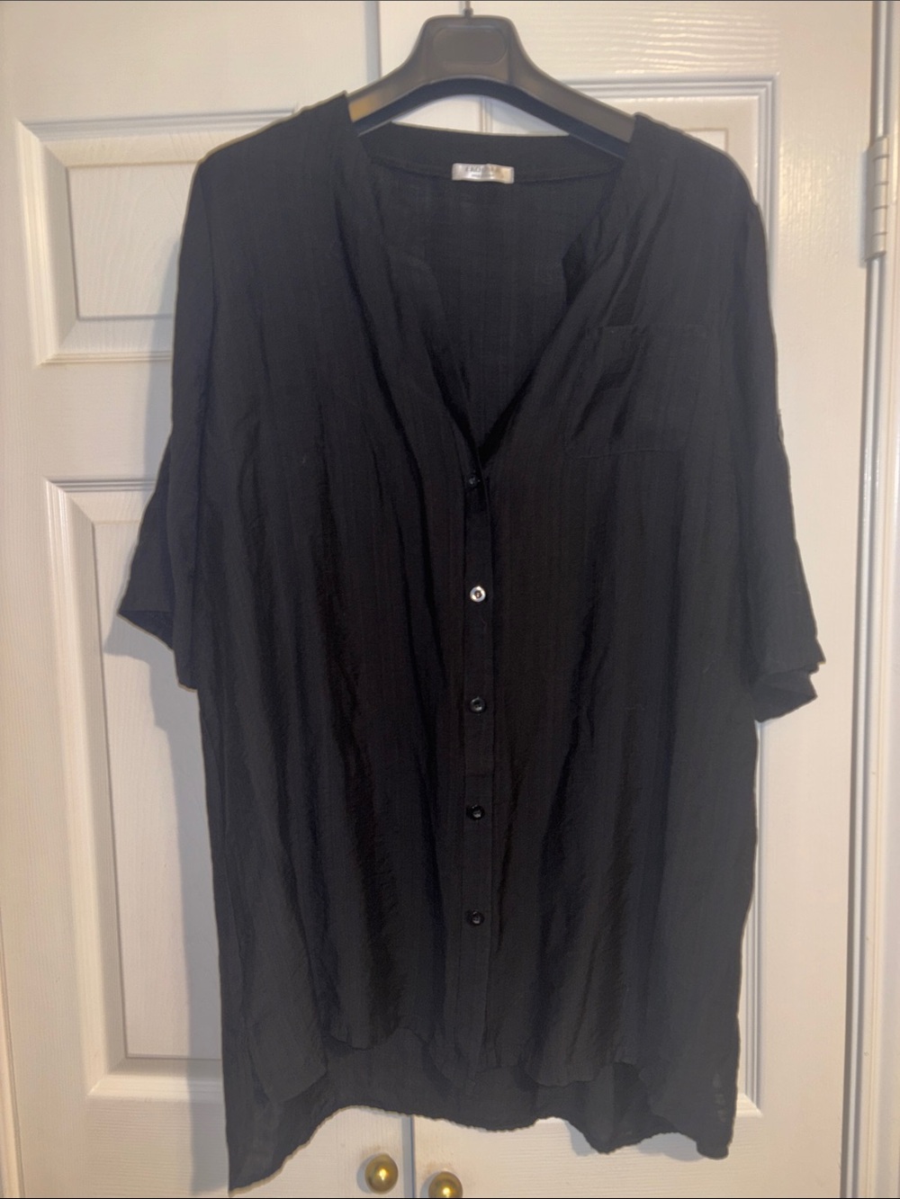 Black Women's Swim Coverup Button-Front Tunic